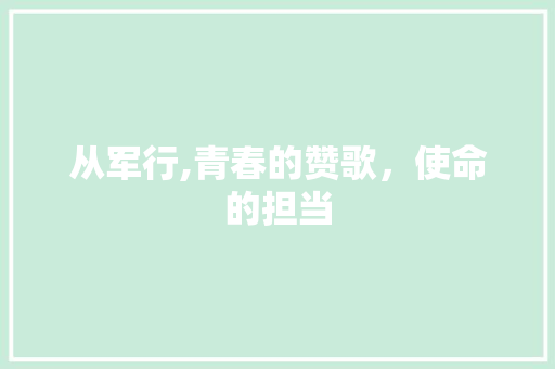 从军行,青春的赞歌，使命的担当