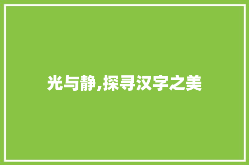 光与静,探寻汉字之美