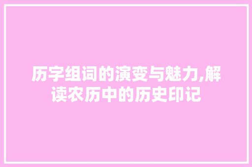 历字组词的演变与魅力,解读农历中的历史印记