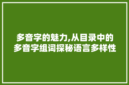 多音字的魅力,从目录中的多音字组词探秘语言多样性