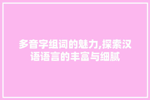 多音字组词的魅力,探索汉语语言的丰富与细腻