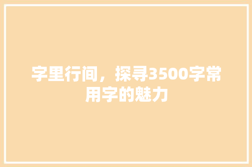 字里行间，探寻3500字常用字的魅力