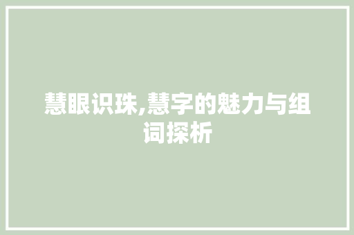 慧眼识珠,慧字的魅力与组词探析