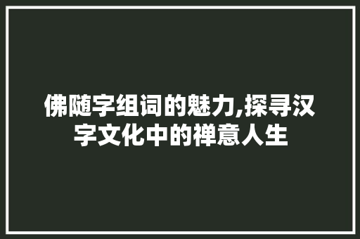 佛随字组词的魅力,探寻汉字文化中的禅意人生