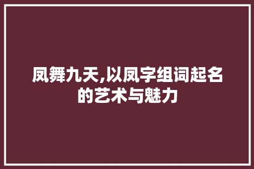 凤舞九天,以凤字组词起名的艺术与魅力