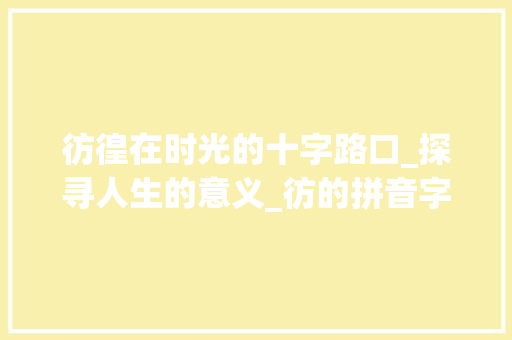 彷徨在时光的十字路口_探寻人生的意义_彷的拼音字组词 职场写作
