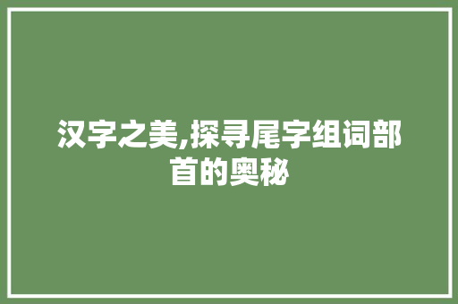汉字之美,探寻尾字组词部首的奥秘