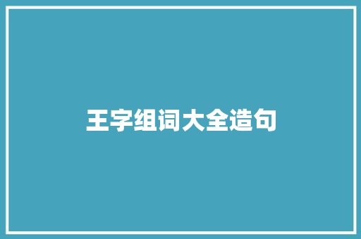 王字组词大全造句