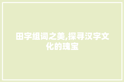 田字组词之美,探寻汉字文化的瑰宝