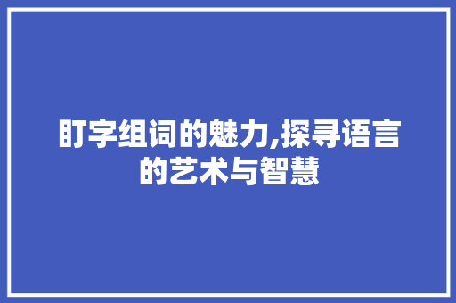 盯字组词的魅力,探寻语言的艺术与智慧