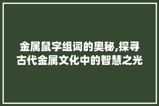 金属鼠字组词的奥秘,探寻古代金属文化中的智慧之光_金属的鼠字组词