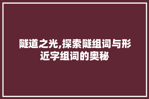 隧道之光,探索隧组词与形近字组词的奥秘