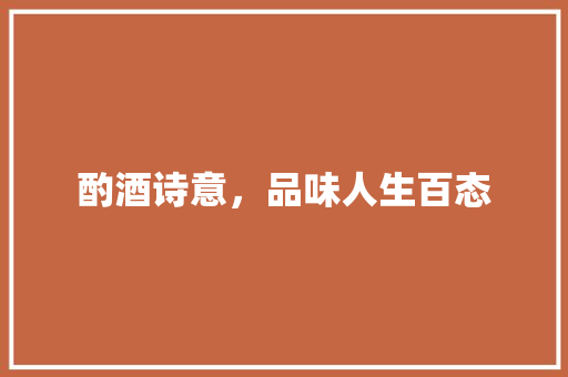 酌酒诗意，品味人生百态