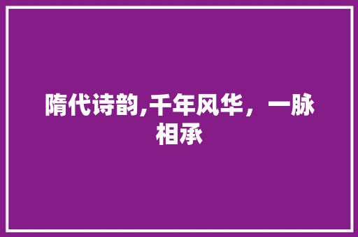 隋代诗韵,千年风华，一脉相承 工作总结
