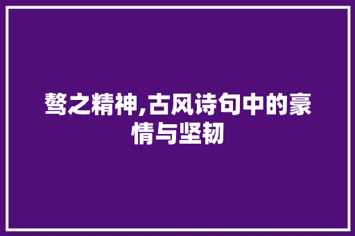 骜之精神,古风诗句中的豪情与坚韧