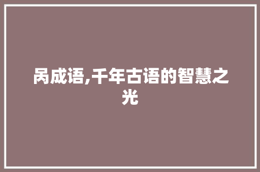 呙成语,千年古语的智慧之光