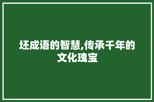 坯成语的智慧,传承千年的文化瑰宝