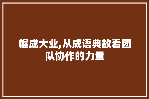 幄成大业,从成语典故看团队协作的力量