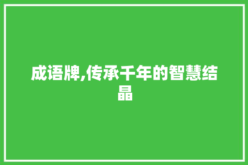 成语牌,传承千年的智慧结晶