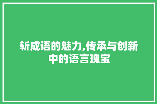 斩成语的魅力,传承与创新中的语言瑰宝
