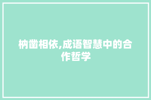 枘凿相依,成语智慧中的合作哲学