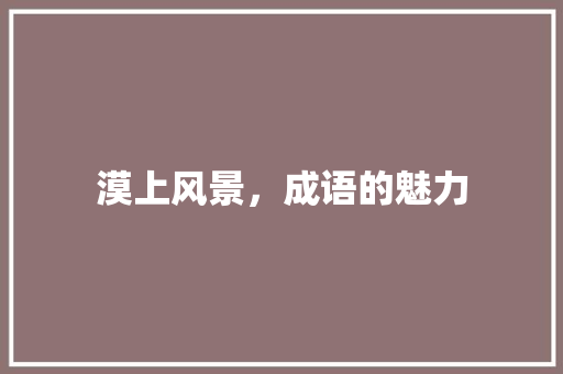 漠上风景，成语的魅力