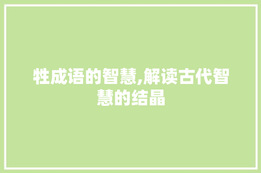 牲成语的智慧,解读古代智慧的结晶