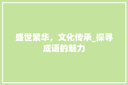 盛世繁华，文化传承_探寻成语的魅力