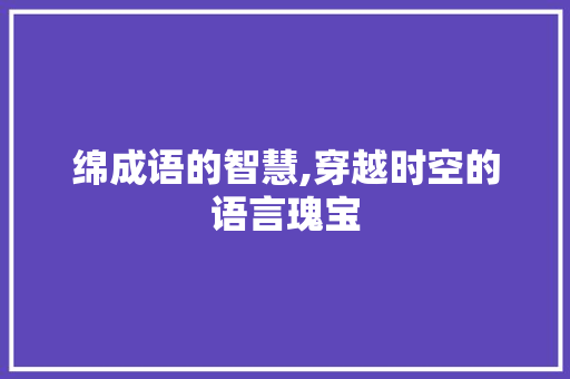 绵成语的智慧,穿越时空的语言瑰宝