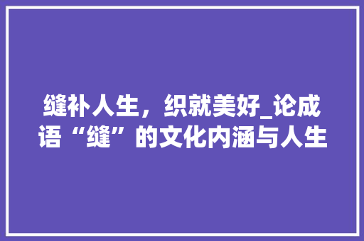 缝补人生，织就美好_论成语“缝”的文化内涵与人生哲理