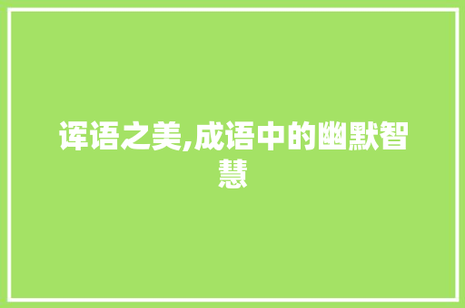 诨语之美,成语中的幽默智慧