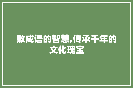 赦成语的智慧,传承千年的文化瑰宝