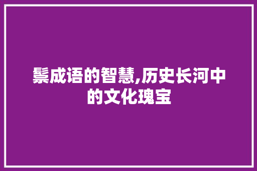 鬃成语的智慧,历史长河中的文化瑰宝