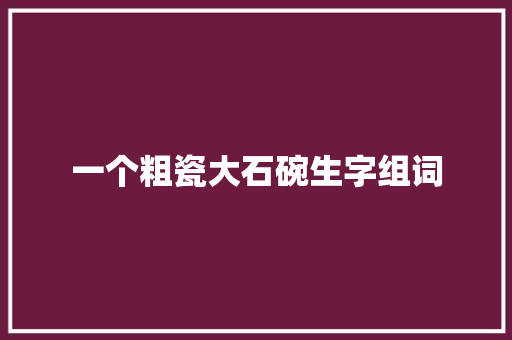 一个粗瓷大石碗生字组词