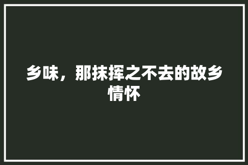 乡味，那抹挥之不去的故乡情怀