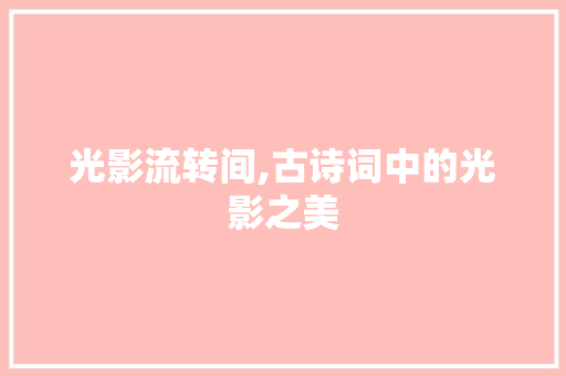 光影流转间,古诗词中的光影之美