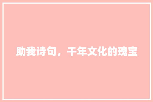 助我诗句，千年文化的瑰宝