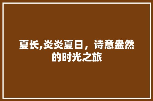 夏长,炎炎夏日，诗意盎然的时光之旅