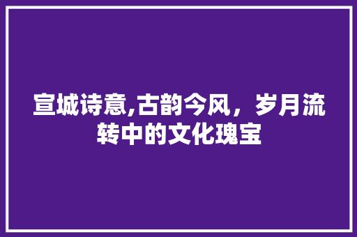 宣城诗意,古韵今风，岁月流转中的文化瑰宝