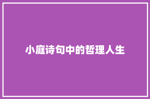 小庭诗句中的哲理人生