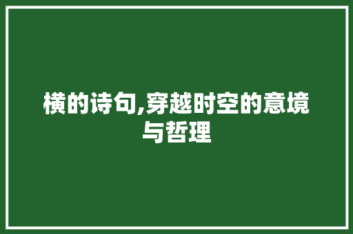横的诗句,穿越时空的意境与哲理