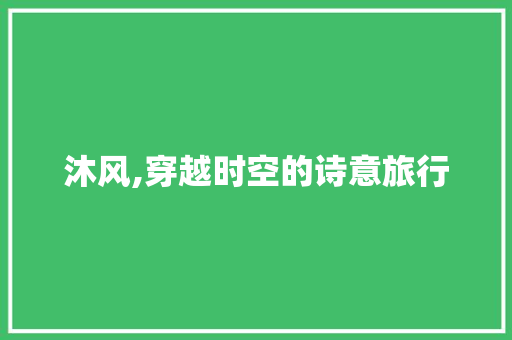 沐风,穿越时空的诗意旅行