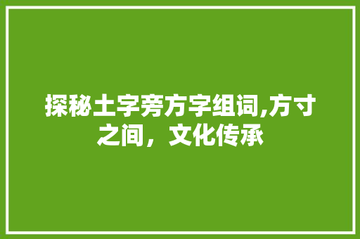 探秘土字旁方字组词,方寸之间，文化传承
