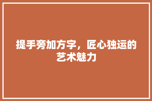 提手旁加方字，匠心独运的艺术魅力