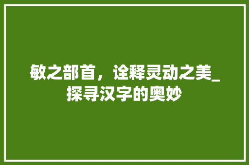 敏之部首，诠释灵动之美_探寻汉字的奥妙