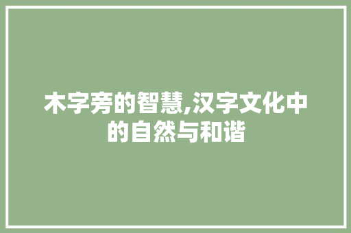 木字旁的智慧,汉字文化中的自然与和谐