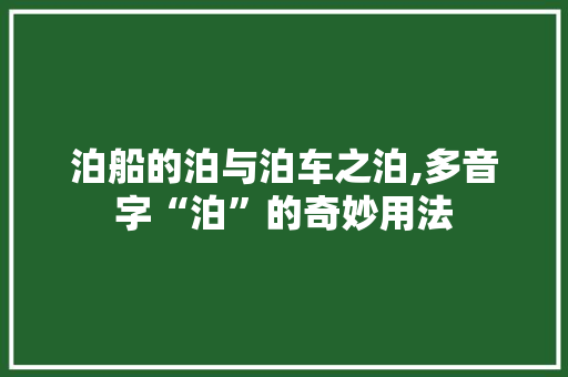 泊船的泊与泊车之泊,多音字“泊”的奇妙用法