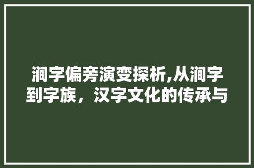 涧字偏旁演变探析,从涧字到字族，汉字文化的传承与创新