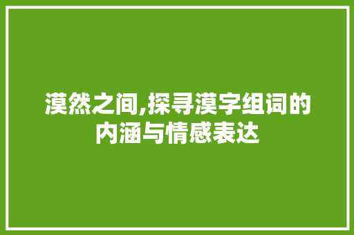 漠然之间,探寻漠字组词的内涵与情感表达