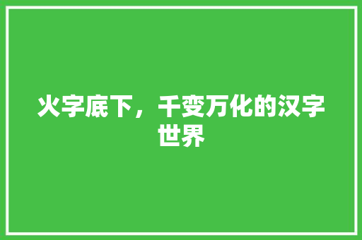 火字底下，千变万化的汉字世界